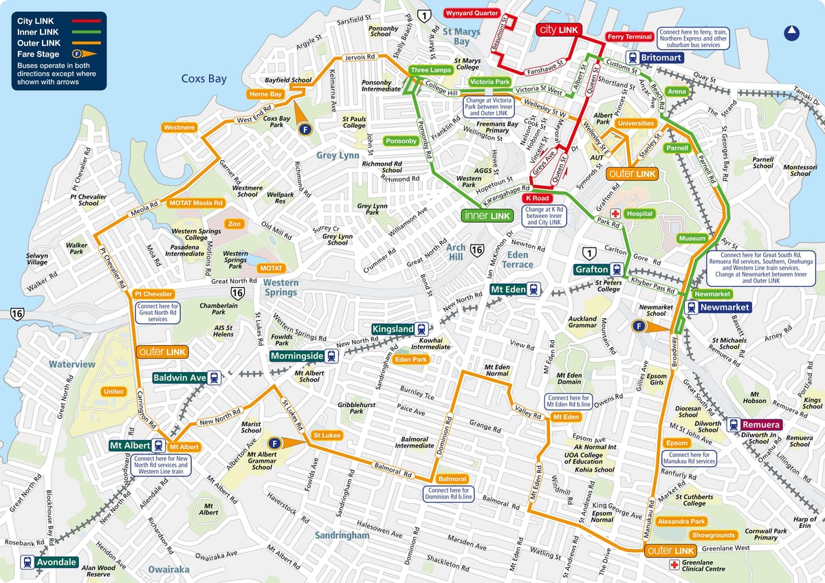 Oklendas autobusu maršruta karte