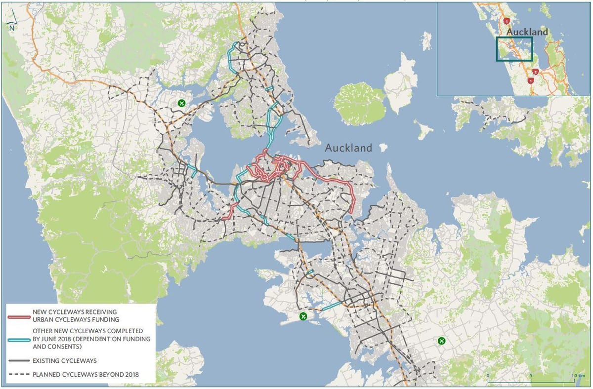 karte cycleway Oklendas karte