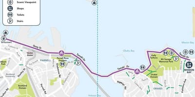 Rozā cycleway Oklendas karte